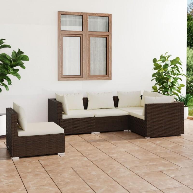 Day and Night - Day and Night 5-piece Garden Furniture Set and Brown Synthetic Rattan Cushions