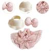 3 Pieces Dolls Dress with Hat Bow Hairpin Outfits Handmade Clothing for 15-17cm