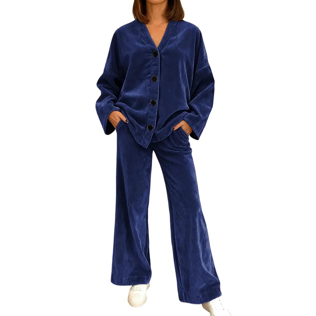 Women's Fashionable, Comfortable, Loose,fitting Top And Wide,leg Pants Casual Suit