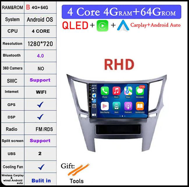 9'' Android 14 For Subaru Outback 4 Legacy 5 2009-2014 RHD Car Radio GPS Screen Navigation Radio Player Multimedia Video Stereo