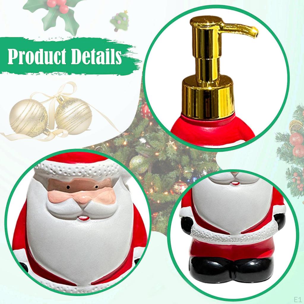 Santa Claus Hand Soap Liquid Dispenser Xmas Decor for Kitchen Vanity Dorm
