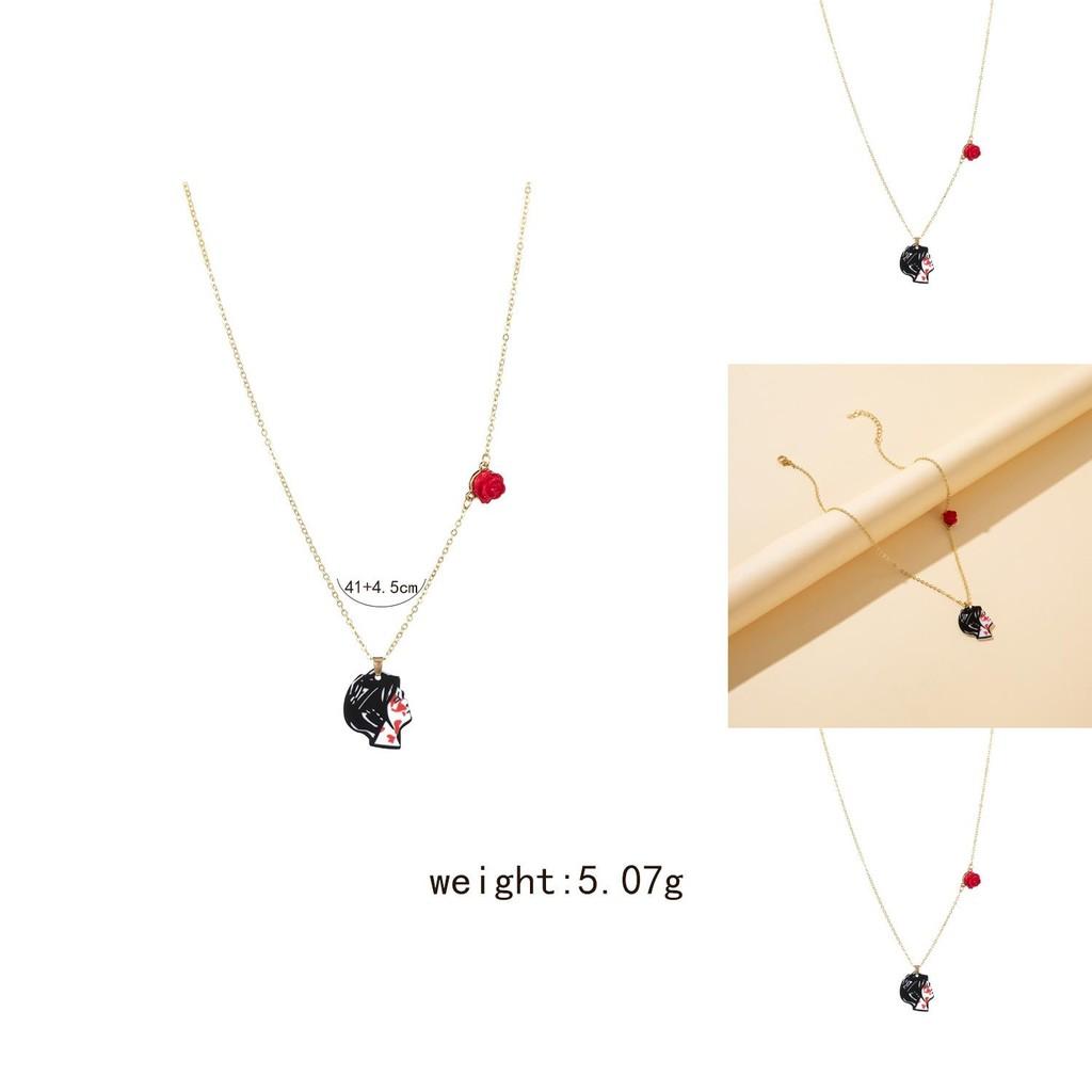Unique Acrylic Rose Flower Face Necklace For Trendy Fashion Enthusiasts In Europe And America