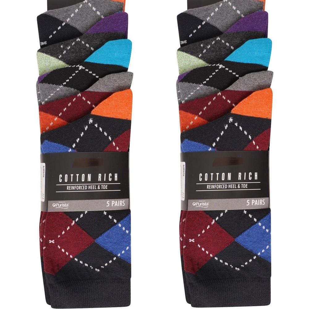 Ex Store Mens Argyle Cotton Socks (Pack of 10)