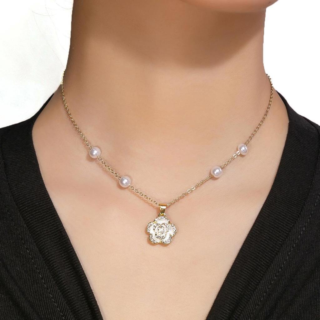 Dopamine Colorful Stone Necklace Colored Beaded Flowers Sweet Cool Wind Clavicle Chain Candy Love Jewelry