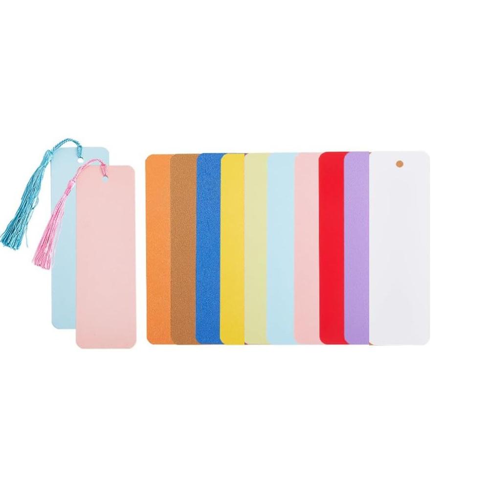 100Pcs 10Colors Bookmarks Cardstock Blank Bookmarks To Decorate Rectangle Kraft Paper Card Decor for DIY Craft Projects, No Tassels