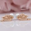 Rose Gold Color Imitation Pearl Earrings for Women Hollow Flower Drop Earrings Unique Design Elegant Delicate Bridal Wedding Jewelry