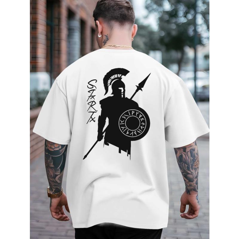 Europäische Größe Sommer Outdoor Sport T-Shirts für Spartaner-Krieger, Mit Trendigen Prints für Herren, Erhältlich in Großen Größen mit Kurzen Ärmeln
