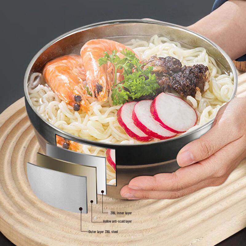 16CM 316 Stainless Steel Heat-Insulated Soup Bowl