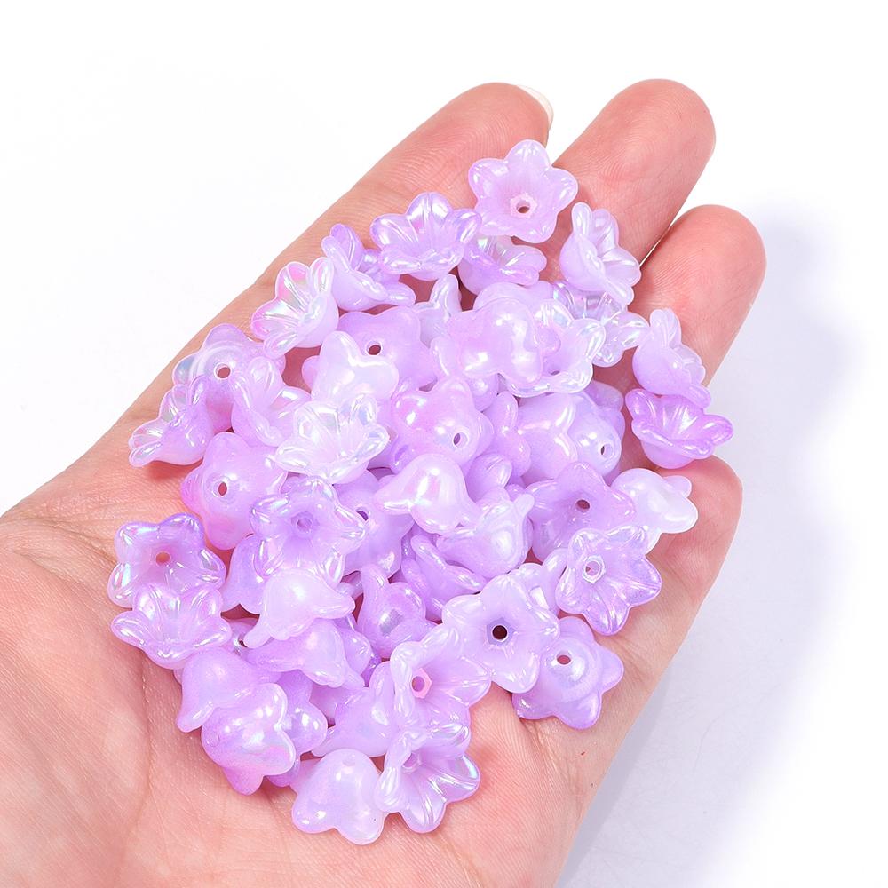 100pcs 6x12mm Flower Acrylic Beads Colorful Bell Orchid Flower Loose Beads For Jewelry Making DIY Bracelets Earrings Accessories
