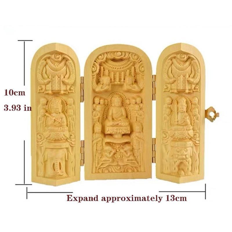 Dřevořezba Bůh bohatství Guanyin sochy a figurka Skládací přenosný Domov Místnost Kancelář Bohatství Štěstí Feng Shui Dekor