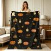 Soft Warm Flannel Halloween Printed Blanket Suitable for Sofa Couch Bed Office Living Room All Season Use with Spooky Pumpkin Candle Cauldron And Hous