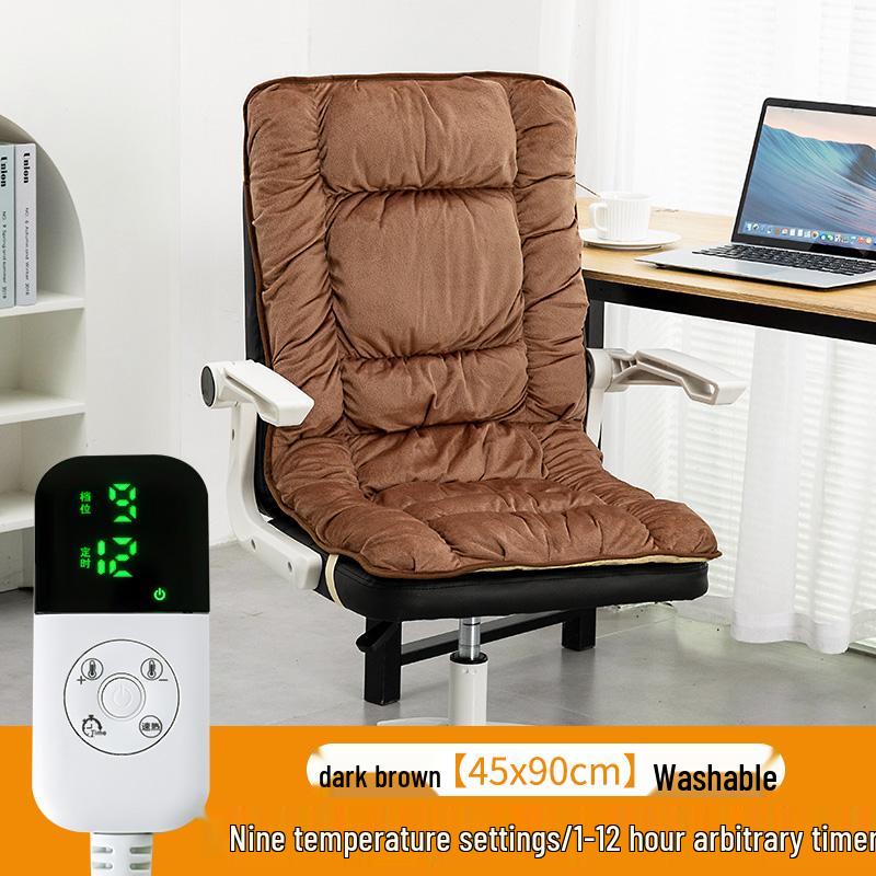 Heated Office Chair Cushion with Backrest - Electric Warming Pad for Autumn and Winter