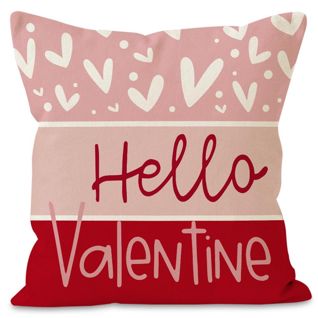Valentine's Day Couple Love Sofa Pillow Cover Home Decoration Pillow Cover Linen Printed Cushion Cover