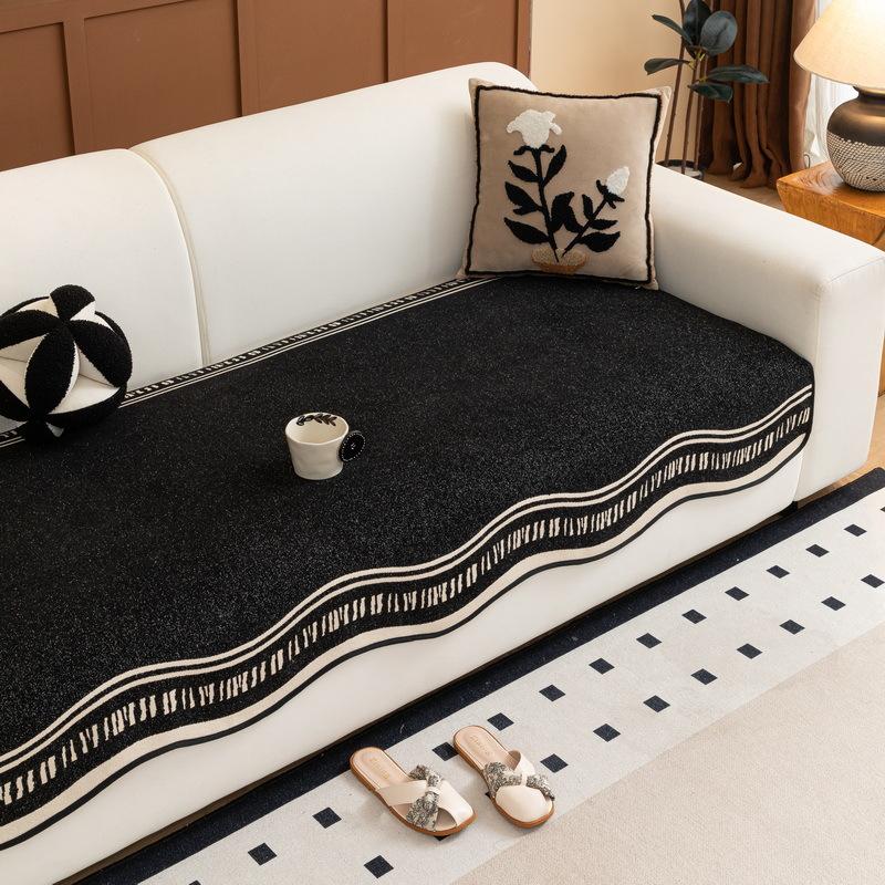 Retro High-End Special-Shaped Sofa Cushion, Universal In All Seasons, Fixed Non-Slip Straight Row Seat Cushion  New Cover Towel