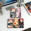 Japan Mount Fuji Cherry Phone Case For Samsung Galaxy A73,A72,A71,A70,A53,A52,A51,Others Soft Black Cover