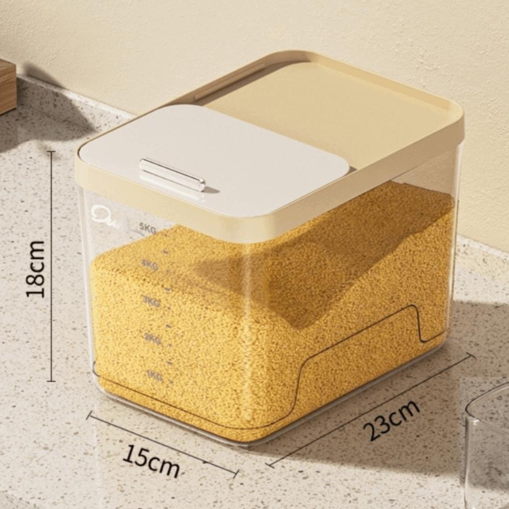 

Sliding Lid Rice Storage Box Food Grade Rice Bucket New Grain Storage Bin Kitchen Use Transparent-5kg