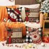 New Christmas Set Linen Pillow Plaid Snowman Print Cushion Indoor Holiday Decoration Sofa Cushion