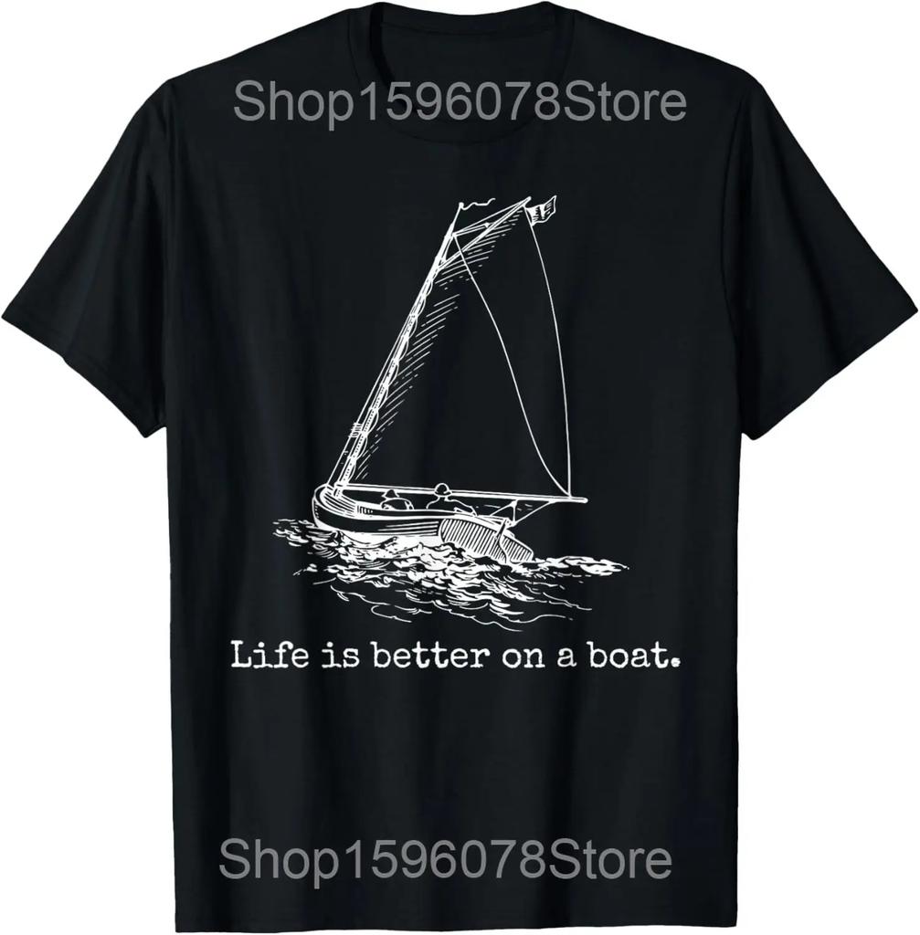 Roztomilý design s plachetnicí pro muže ženy Plachetnice Plachta Plachetnice Trička Bavlna Streetwear Tričko Krátký rukáv Unisex Volné oblečení