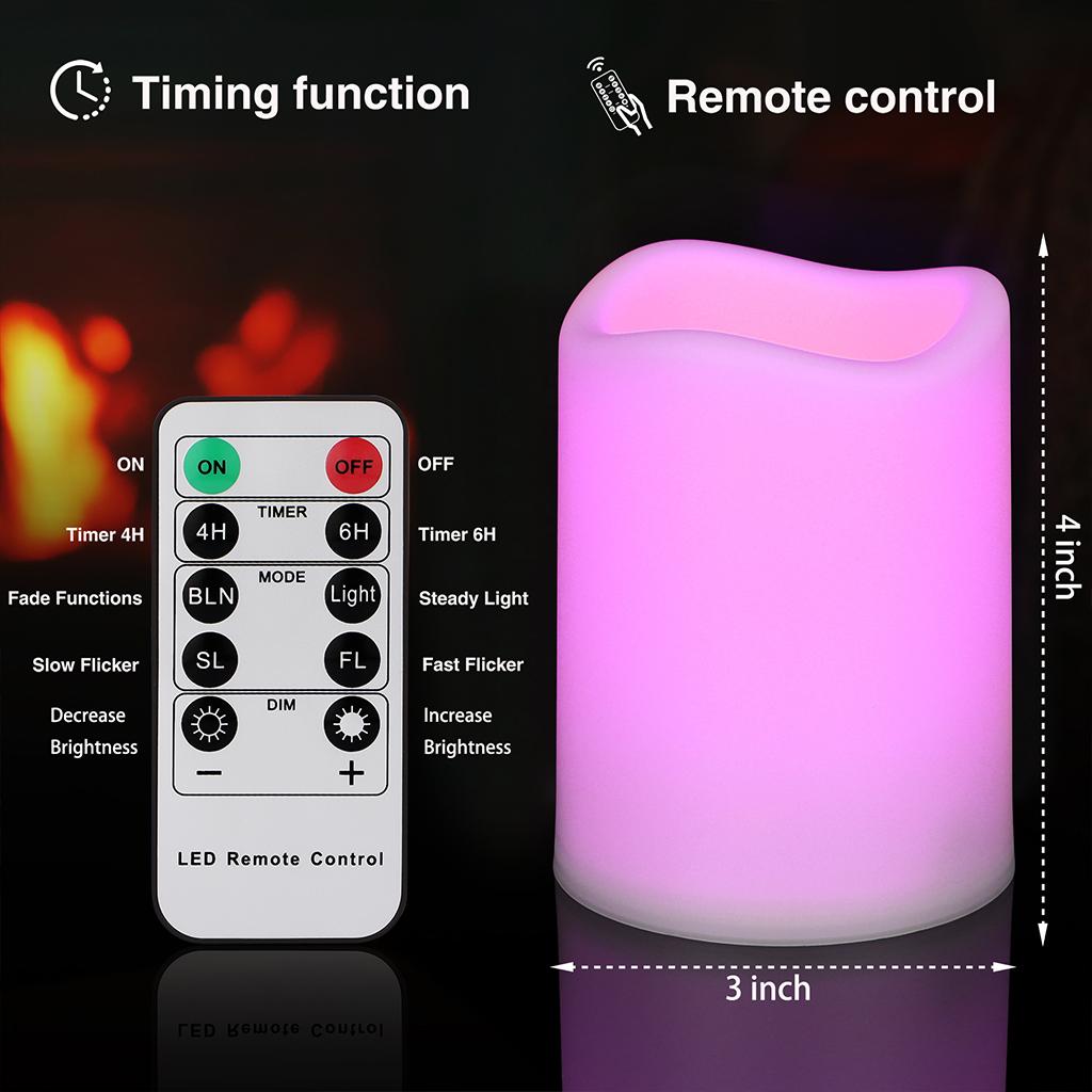 6pcs LED Candles,Battery Operated, Flameless Colorful Party Votive Candles, Home Decor, Timer Remote, Electric Candle Light Lamp
