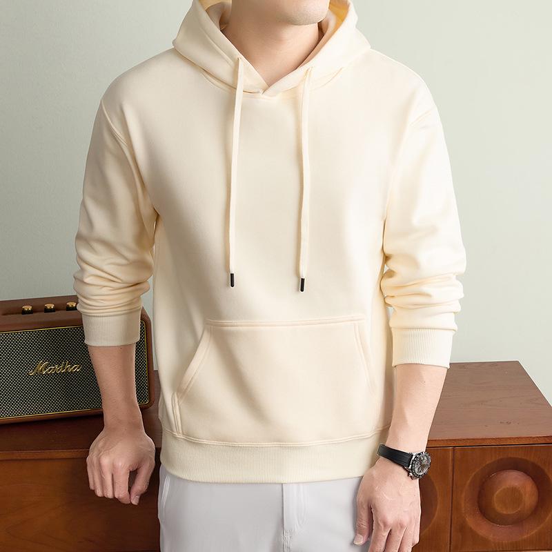 Autumn/Winter Fashion Trend Solid Color Hooded Pullover Sweatshirt with Patch Pocket and Custom Logo.