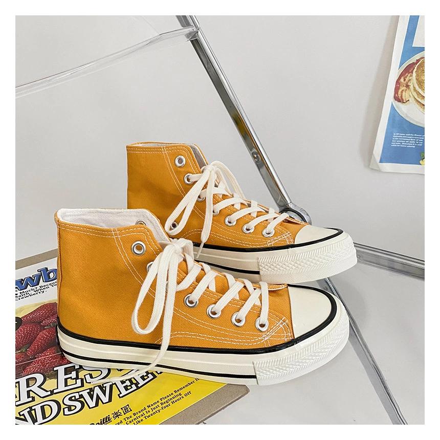 Frau Turnschuhe Schuhe Vulkanisieren Leinwand Casual Drei Mal Vulkanisieren Sommer High Top Walking Flats Frauen Lauf Sport