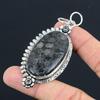 Daughters Day Sale Black Fossil Coral Gemstone 925 Silver Flower Wedding Pendant