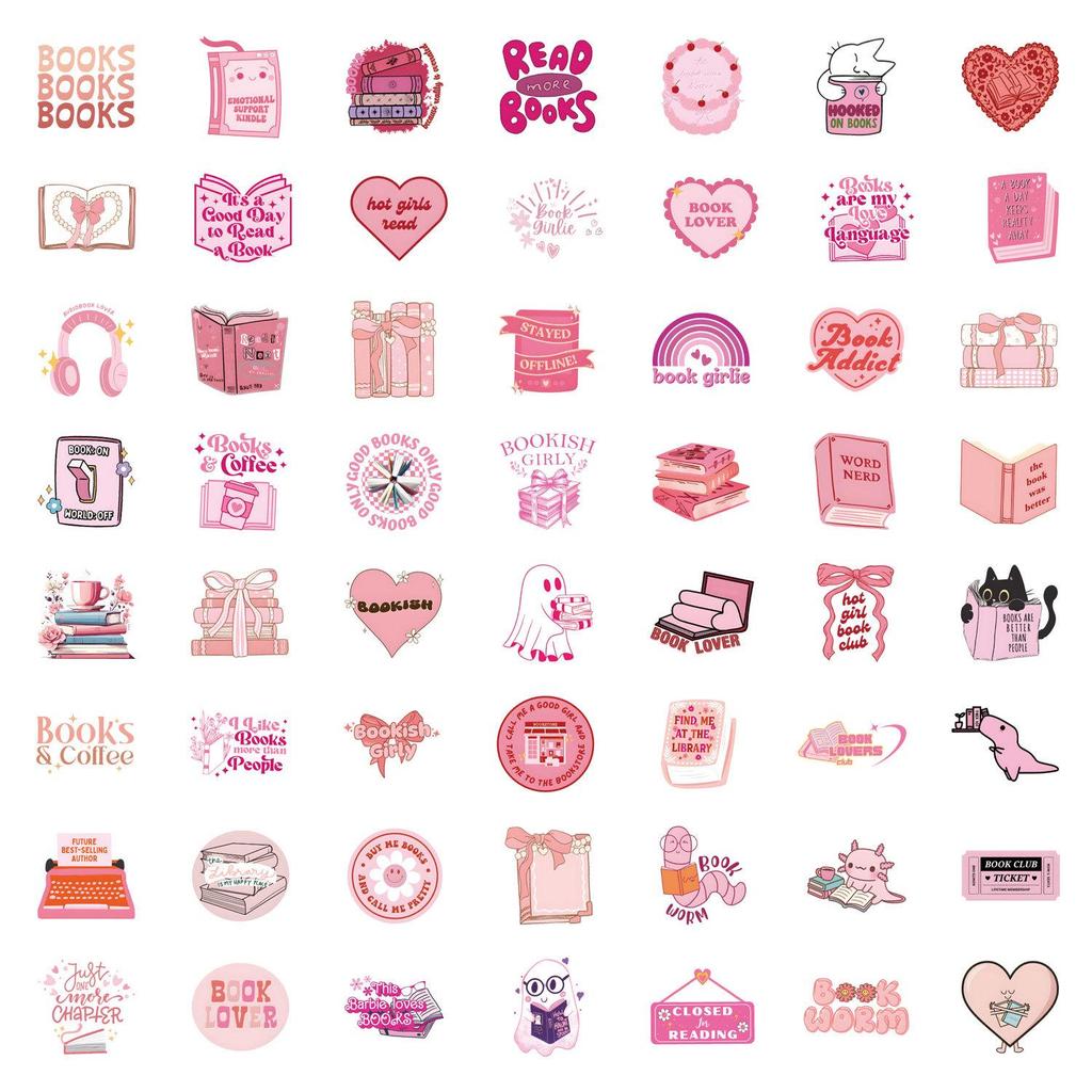 60-Piece Pink Cartoon Graffiti Sticker Set for DIY Notebooks and Water Bottles