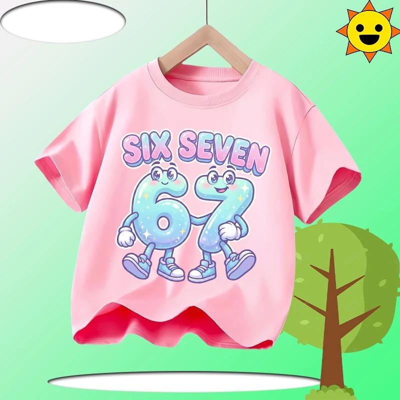Summer 67 Six Seven Cool Funny Printed T-shirt Kids T-Shirts Fashion Oys Girls Cotton Tee Italian 67 Casual Children Clothes Top