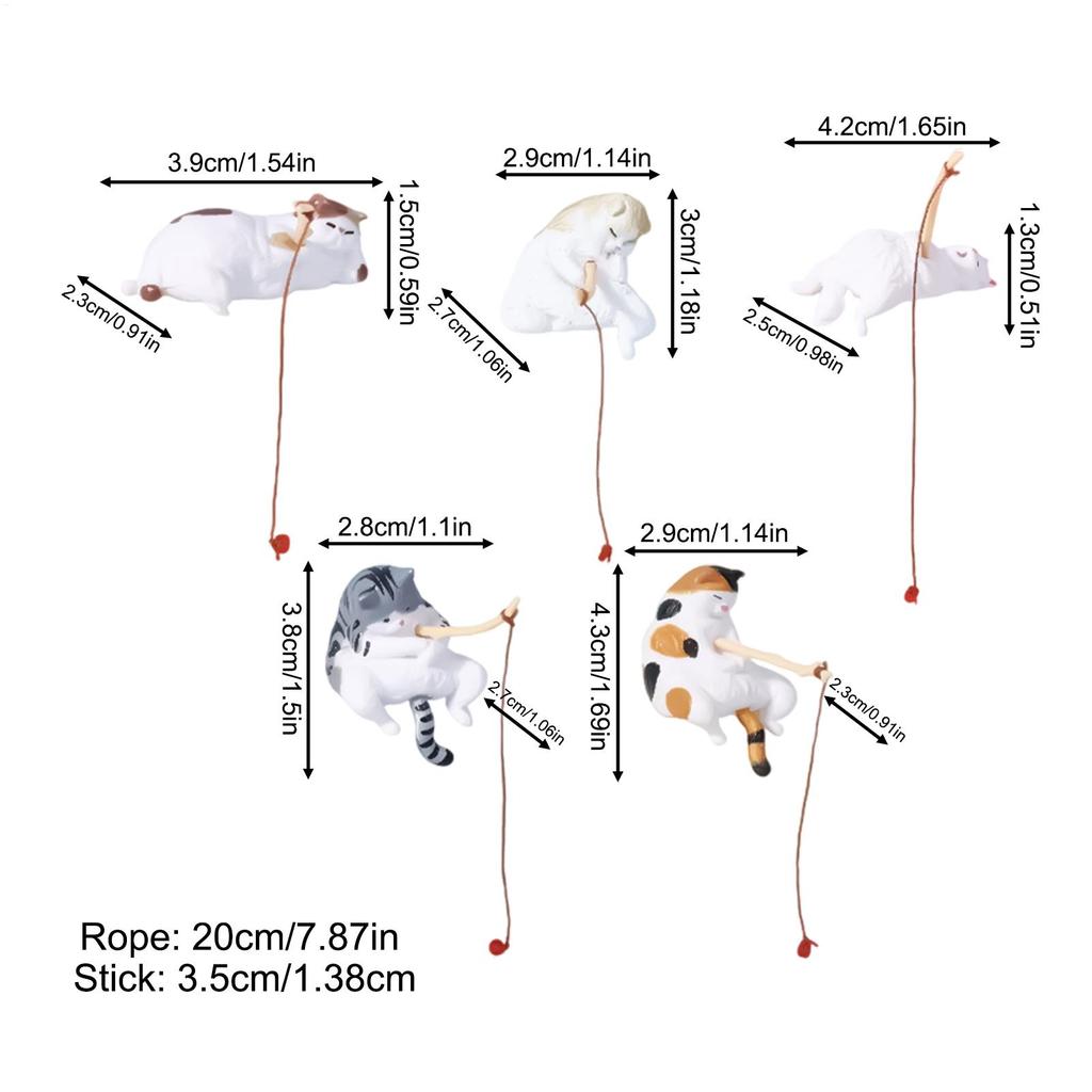 Cat Statue Hand Carved Sculpture Decor Cute Cat Figurines For Family Friends Men Adults Home Shop Desk Aquarium Indoor Display