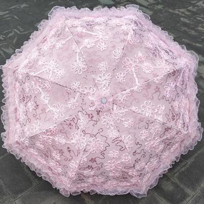 

Винтажный Роскошный Двухслойный Кружевной Цветочный Солнцезащитный Зонт Женский Дорожный Ветрозащитный Дождевик УФ Зонт от Дождя Бизнес-Подарок розовый