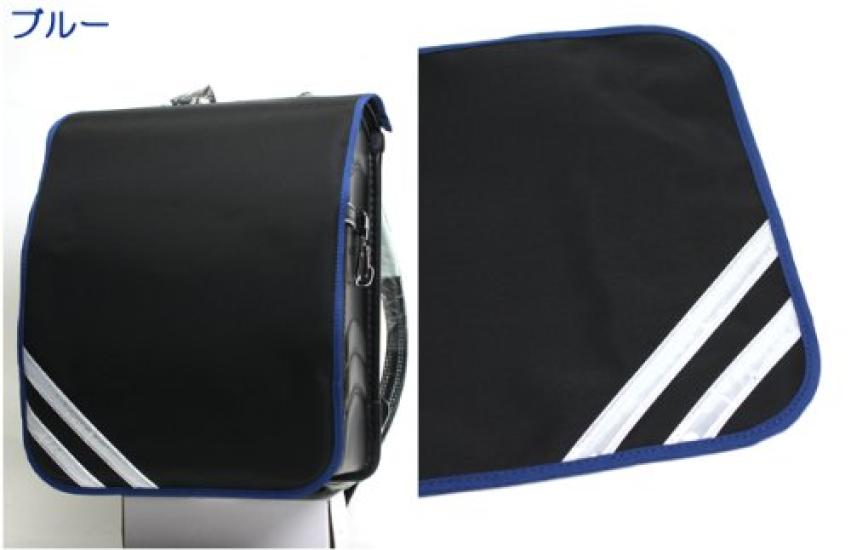 Cover for School Size Solid Black with a Combination of Black and Blue Diagonal Reflective Tape Water-repellent Backpacks, L,