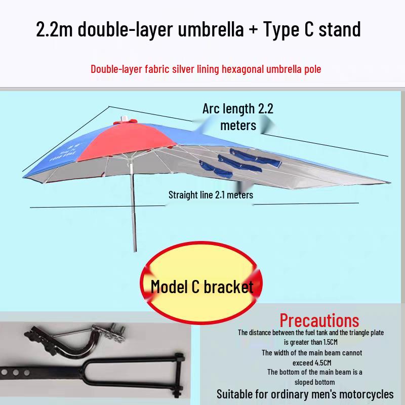 Universal Motorcycle & Tricycle Foldable Rain & Sun Protection Canopy with Thickened Shield