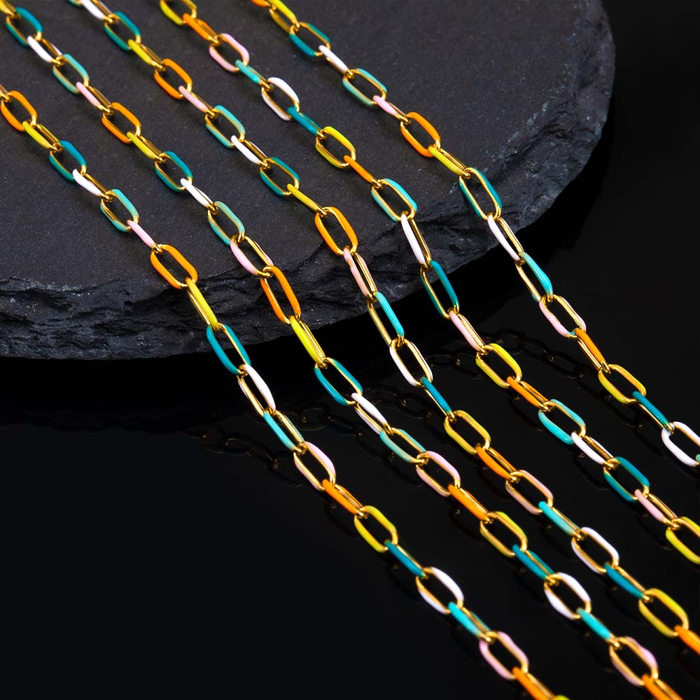 1meter Stainless Steel Enamel Long Frame Chains For Jewelry Makings DIY Cable Chains For Jewelry Necklace Bracelets Accessories