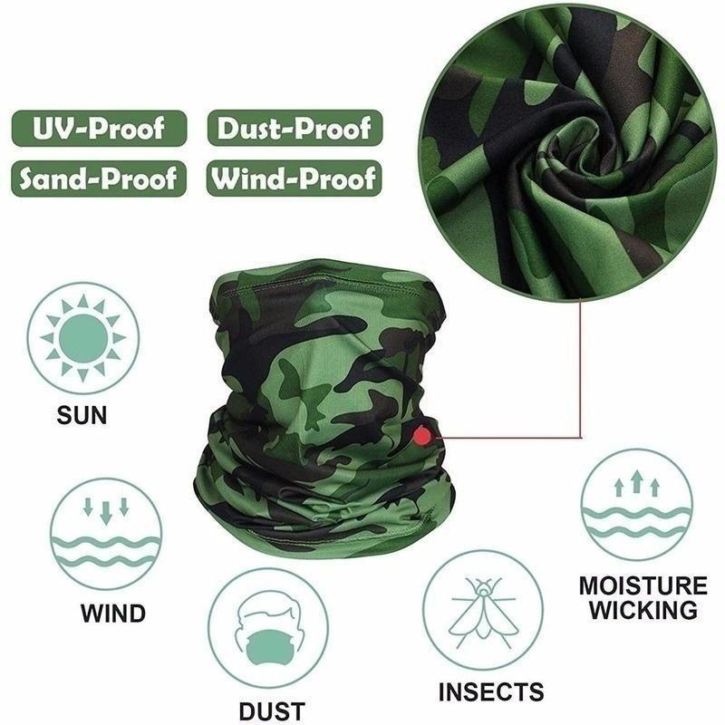 Unisex Multipurpose Neck Gaiter Face Scarf Sunscreen Face Sacrf Bandana Magic Headscarf for Ourdoor Windproof Cycling Hiking Camping Hunting Running