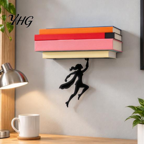 Invisible Wall Shelves Hero Floating Bookshelf, Mounted Book Storage Shelf, Creative Metal Shelf for Ledge Small Apartments Study Rooms and
