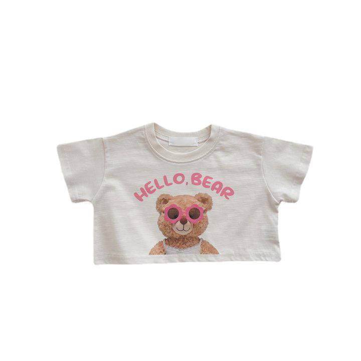 2023 Summer Cartoon Bear Cotton T-Shirt for Kids – Trendy Short Sleeve Top for Boys and Girls