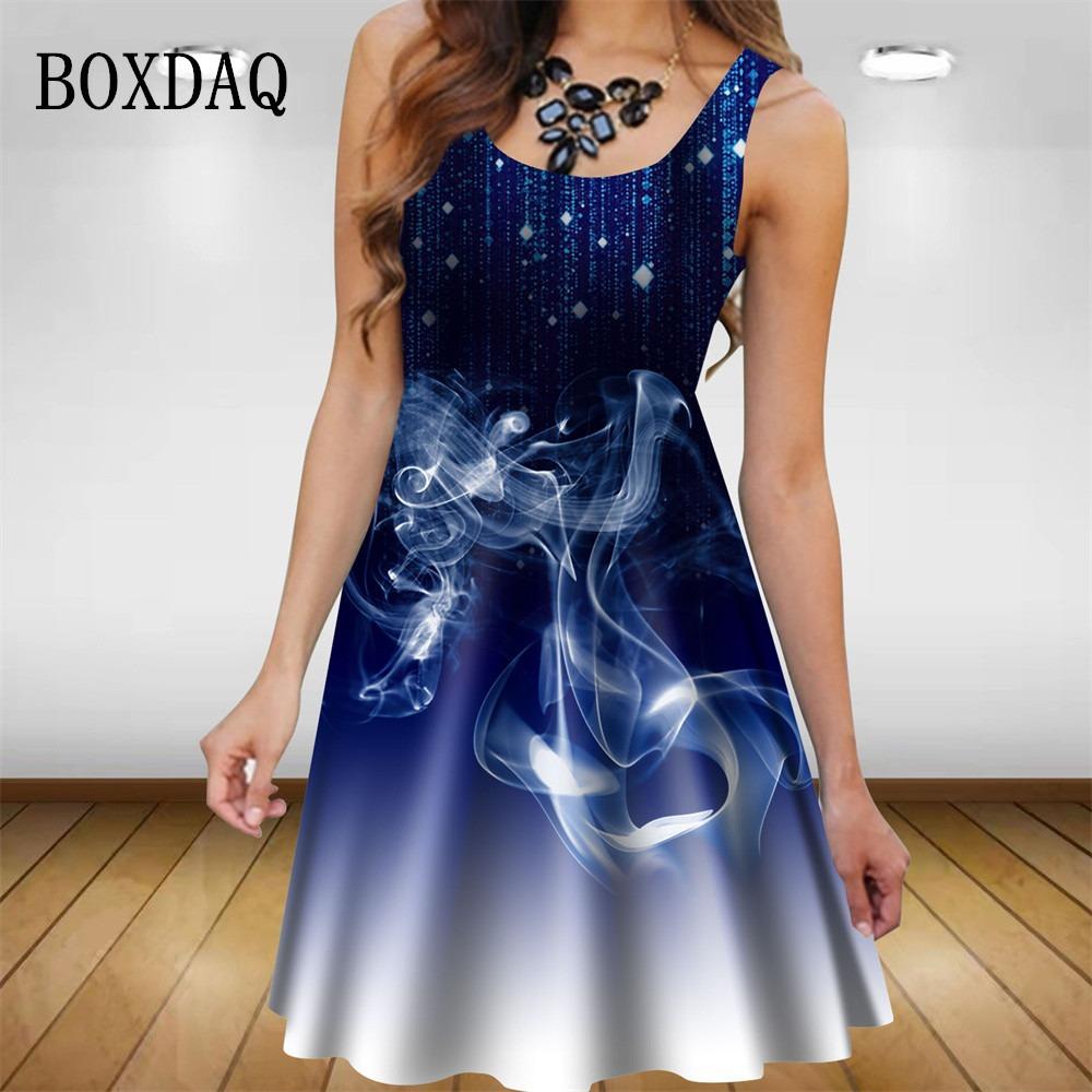 

2026 Women Summer Dresses Casual Sleeveless Fashion Loose Sexy Party Mini Dress Gradient Print Dress Oversized Sundress Vestidos S