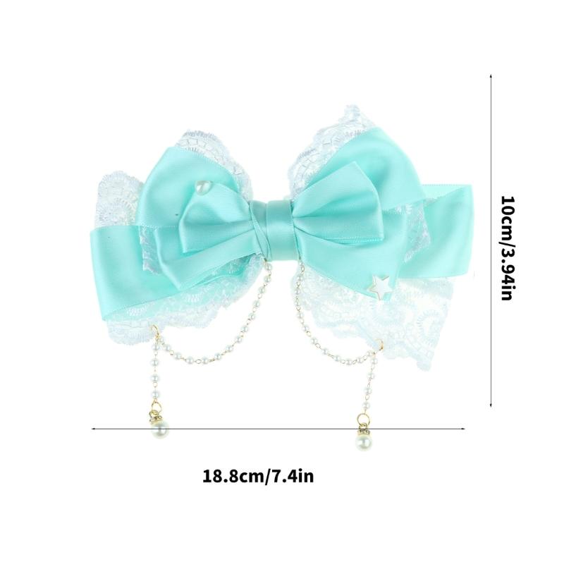 Grazioso fermaglio per capelli con nappe per bambini con fiocco e perle Accessorio portatile per feste e uso quotidiano