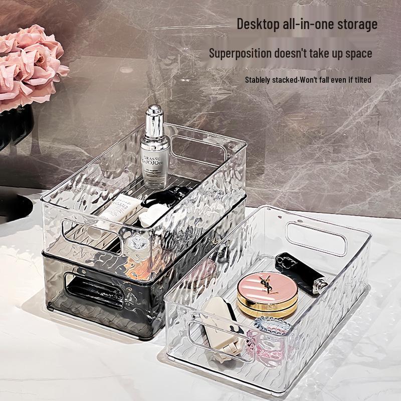 Glacier Pattern Luxury Cosmetics Storage Box with Handle - Bathroom Desktop Organizer