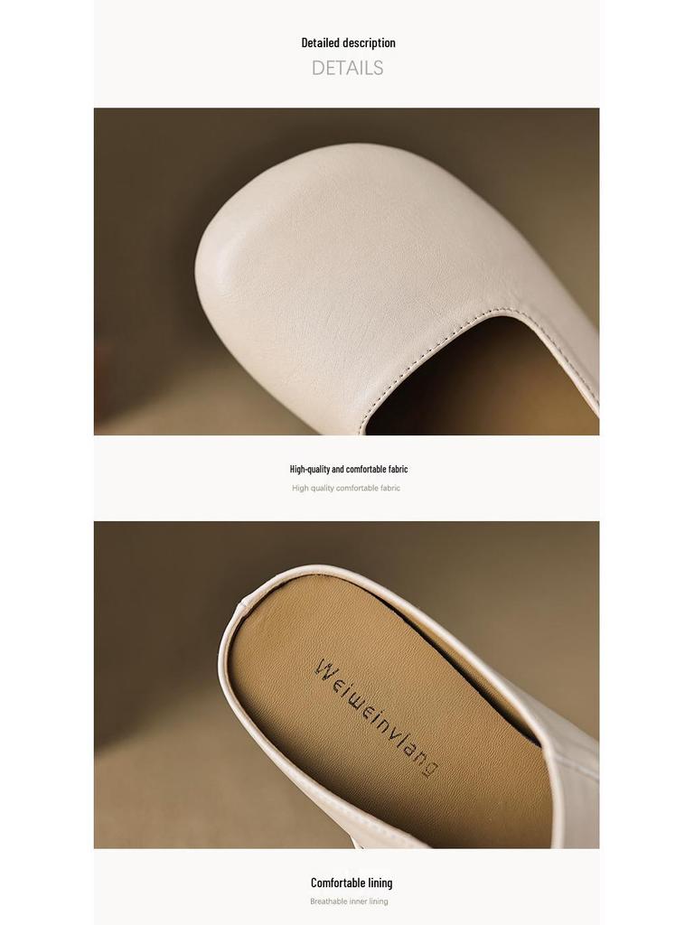 Weiwei Women's Retro Summer Flat Half-Slippers - Plus Size, Easy Slip-On