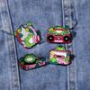 Original Cartoon Enamel Metal Brooch Cute Pink Music Theme Frog Lapel Pin for Clothes Backpack Decoration Fashion Badge Accessory