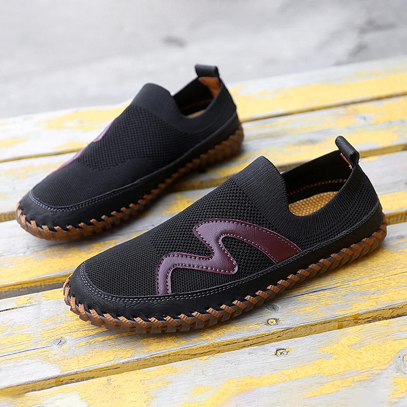 

Мужские кроссовки ручной работы Слипоны Лоферы Дышащая сетка Повседневная обувь Мужские мокасины для вождения Лето 47 чёрный