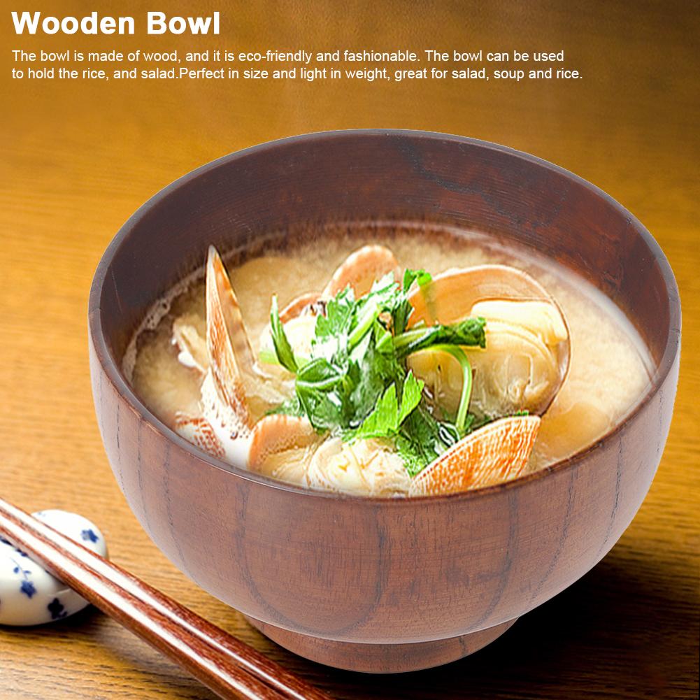 Salade de fruits Nouilles Riz Dîner Bol en bois Ustensiles de cuisine Récipient alimentaire VaisselleGrand 14cm
