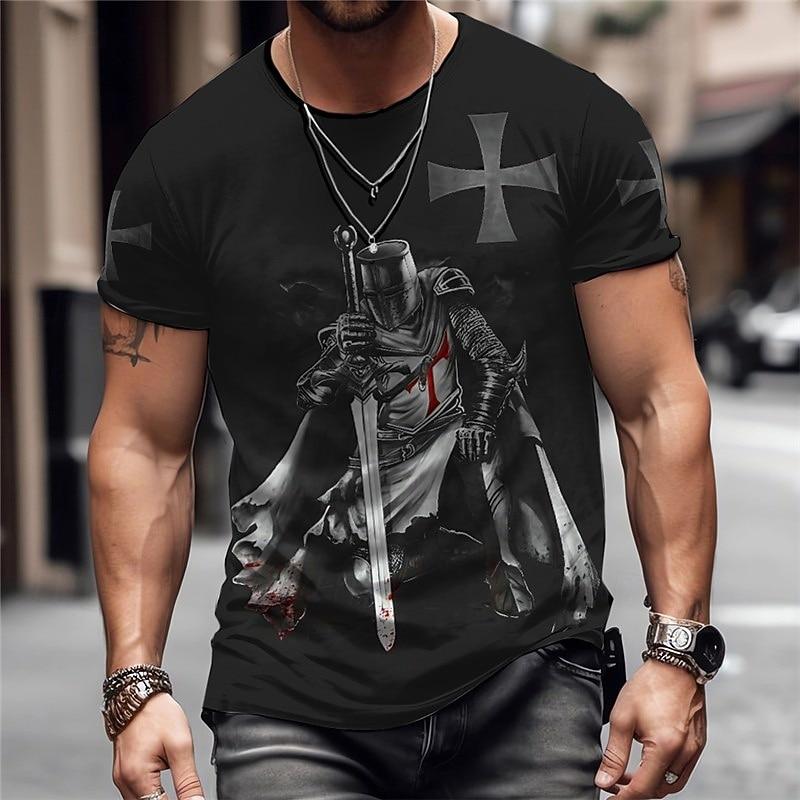 Men's Graphic Cross T Shirt Christian T Shirts Short Sleeve T Shirt 3D Print Crew Neck Shirt