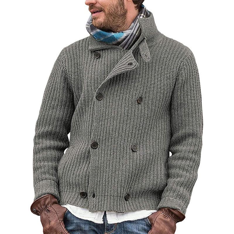 2026 New Oversized Sweater Men's Solid Color Button-up Jacket
