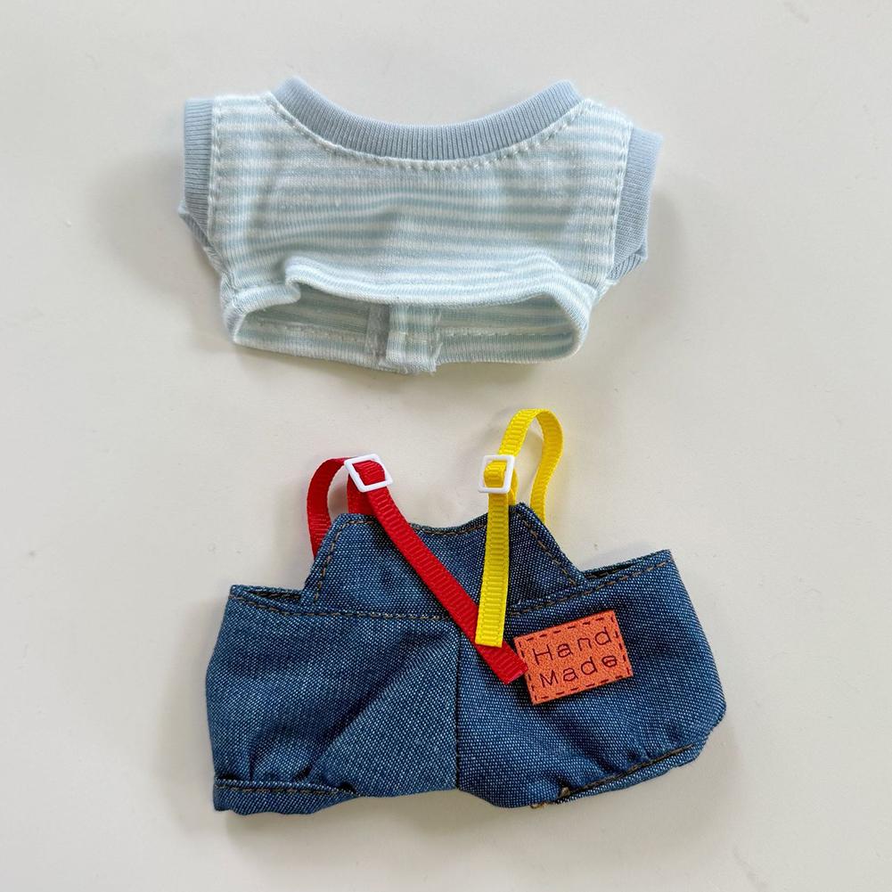 For 17cm Labubu Doll Clothes Fashion Clothes Denim Overalls Clothes Color Match Shirts Dolls Accessories Cute Decoration Little Cloths