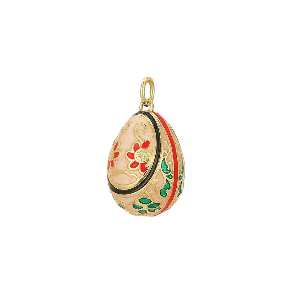 Copper Easter Egg Crystal Pendant Bohemia Necklace Pendant Colorful Enamel Pendant  Party