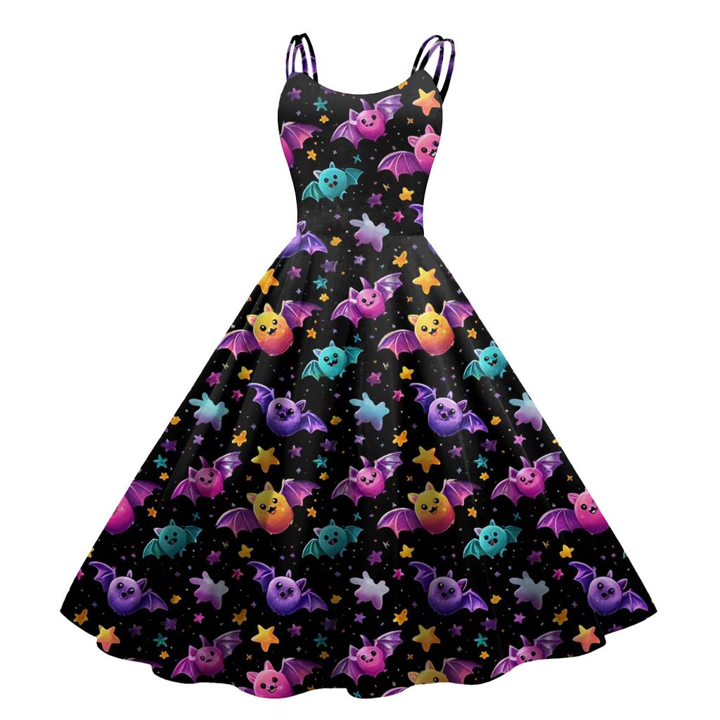 Kvinners Halloween-trykk Sexy Off-The-Shoulder Punk Vintage Kjole