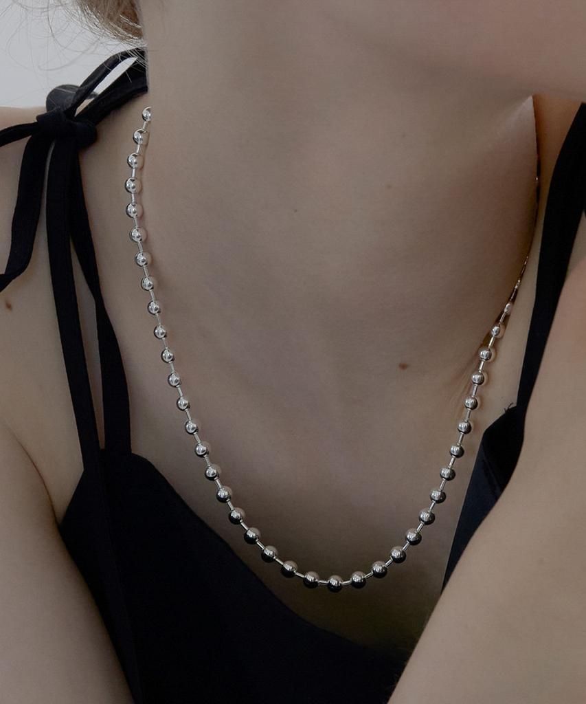 Alleun Silver 925 Ball Chain Long Necklace Bold (C Type)