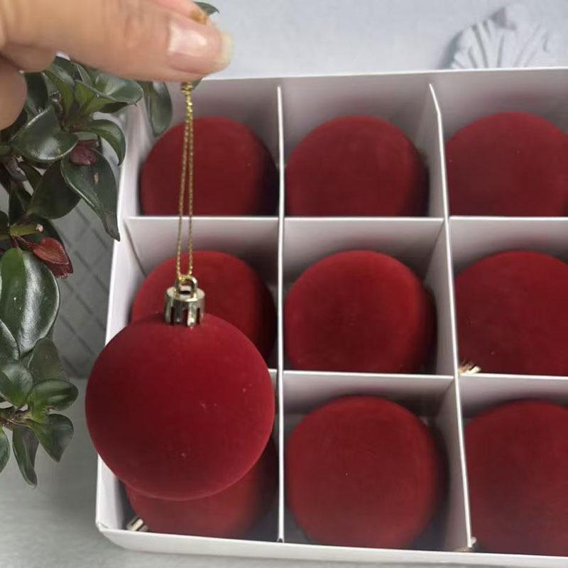 Cross-border Flocking Red Christmas Pumpkin-Shaped Ornaments - Irregular Plastic Tree Decorations